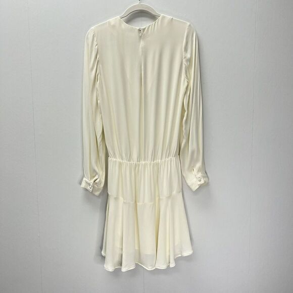 Karina Grimaldi Jack Solid Mini Dress Ivory White Long Sleeve Keyhole Size M - Picture 6 of 15